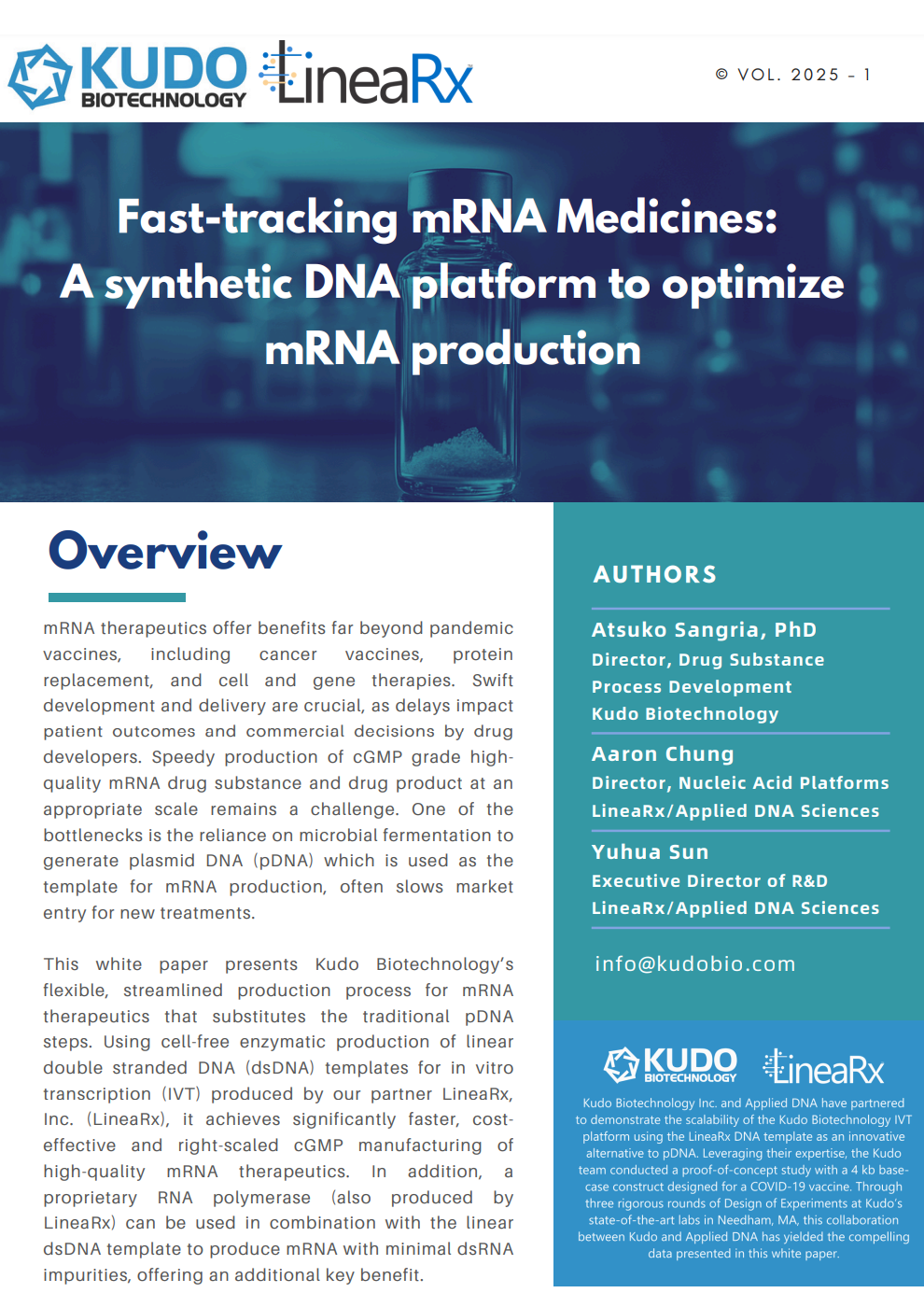 Fast-tracking mRNA Medicines: A synthetic DNA platform to optimize mRNA production